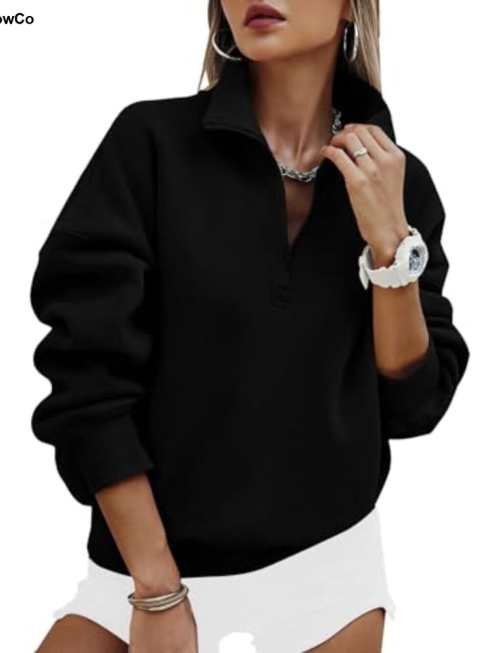 Oversized Half Zip Fleece Sweatshirt with Pockets Women's Trendy